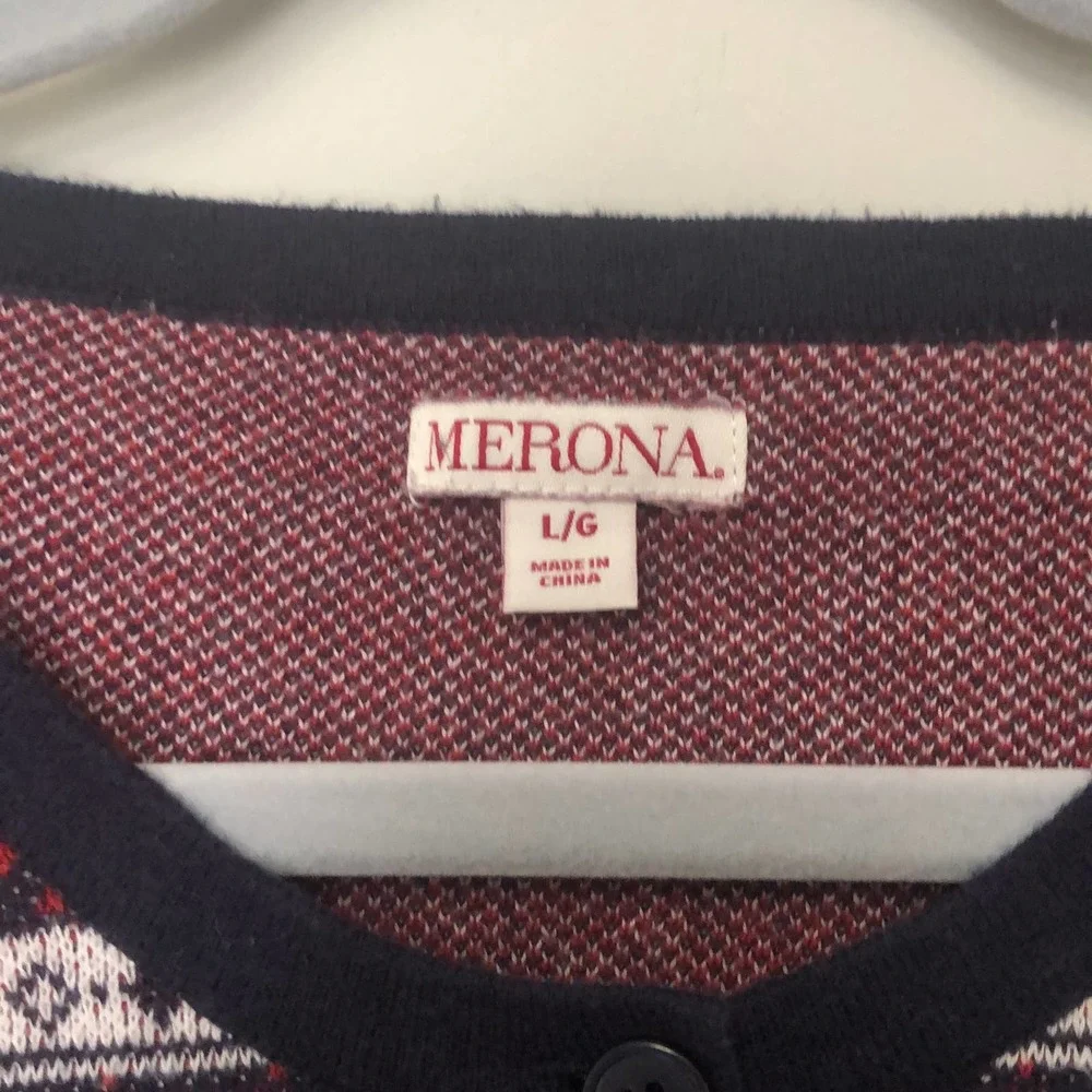 Merona Graphic Print Button Front Cardigan Women’s‎ Large EUC